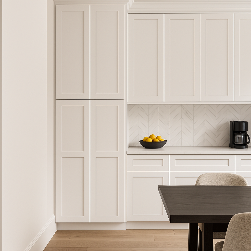 RoomyLife Shaker White Ready-to-Assemble Utility Kitchen Cabinet, 24x24x96 in.