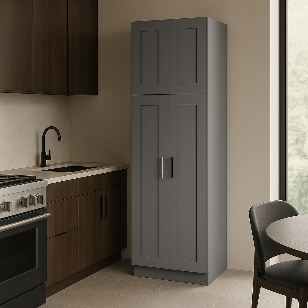 WOWOW 24in Gray Plywood Kitchen Cabinet with Adjustable Shelves