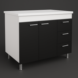 Magic Home 3-Drawer Ferretti Base Cabinet, Black and White