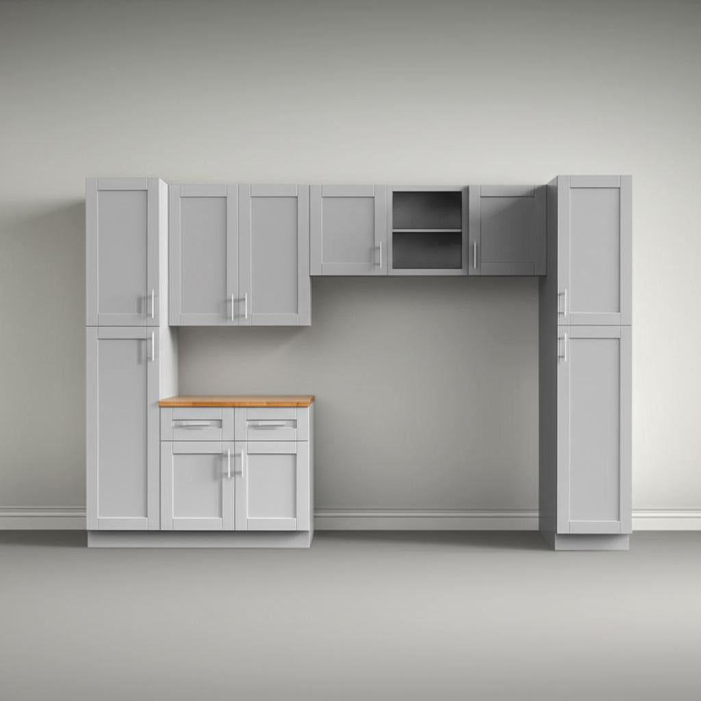 MILL'S PRIDE Richmond Vesuvius Gray Kitchen Cabinet Set - 132 in W x 24 in D x 90 in H