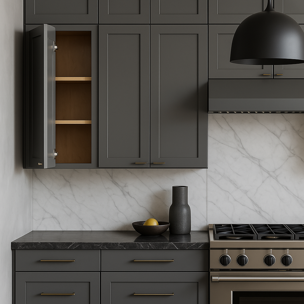 PELHAM & WHITE Keyport Shaker Wall Kitchen Cabinet, Charcoal Gray, 12x12x30 inches