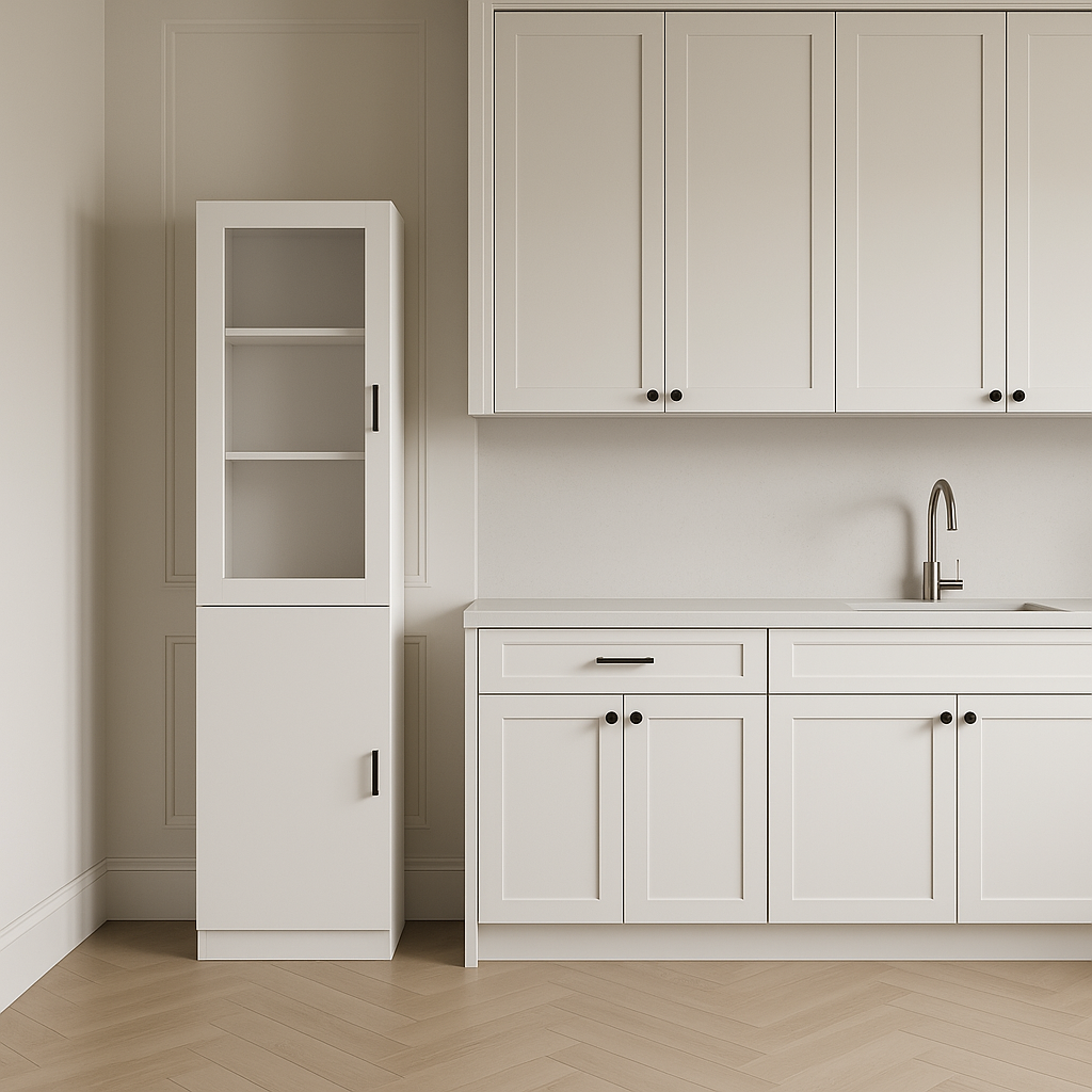 FUFU&GAGA White Wood Kitchen Cabinet with 2 Doors - Quick Assembly