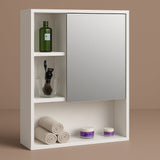 Basicwise Wall Mount Bathroom Mirrored Storage Cabinet with Adjustable Shelves, White