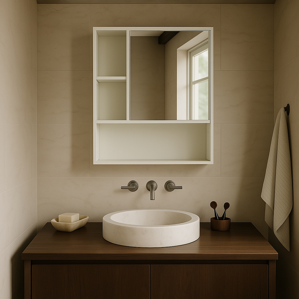 Basicwise Wall Mount Bathroom Mirrored Storage Cabinet with Adjustable Shelves, White
