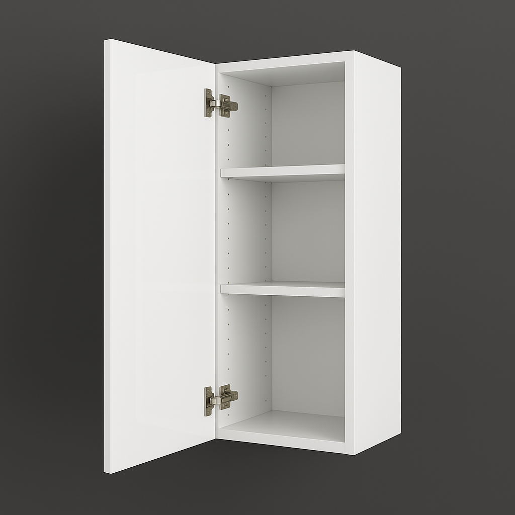 Cambridge Radiance White Gloss Slab Wall Kitchen Cabinet, 15x12x30 in.