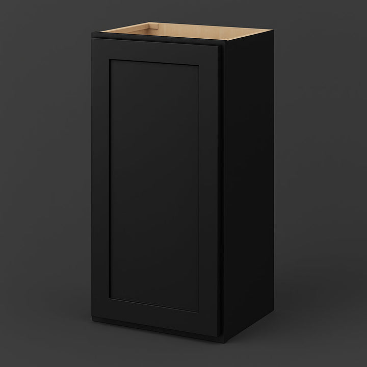 Hampton Bay Avondale 18 in. W x 12 in. D x 36 in. H Ready to Assemble Plywood Shaker Wall Kitchen Cabinet in Raven Black
