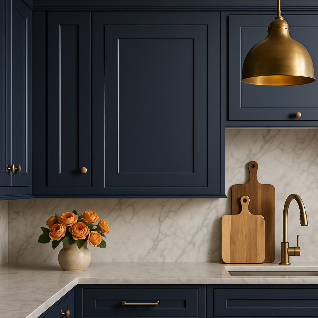 Hampton Bay Avondale Ink Blue Shaker Wall Kitchen Cabinet - 15" W x 12" D x 30" H