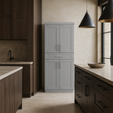 HOMCOM Grey Freestanding Kitchen Cabinet with Adjustable Shelves and Drawer