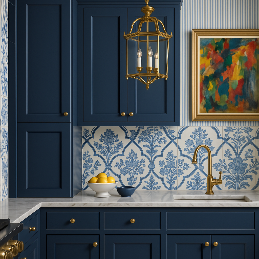 Hampton Bay Avondale Ink Blue Shaker Wall Kitchen Cabinet - 15" W x 12" D x 42" H