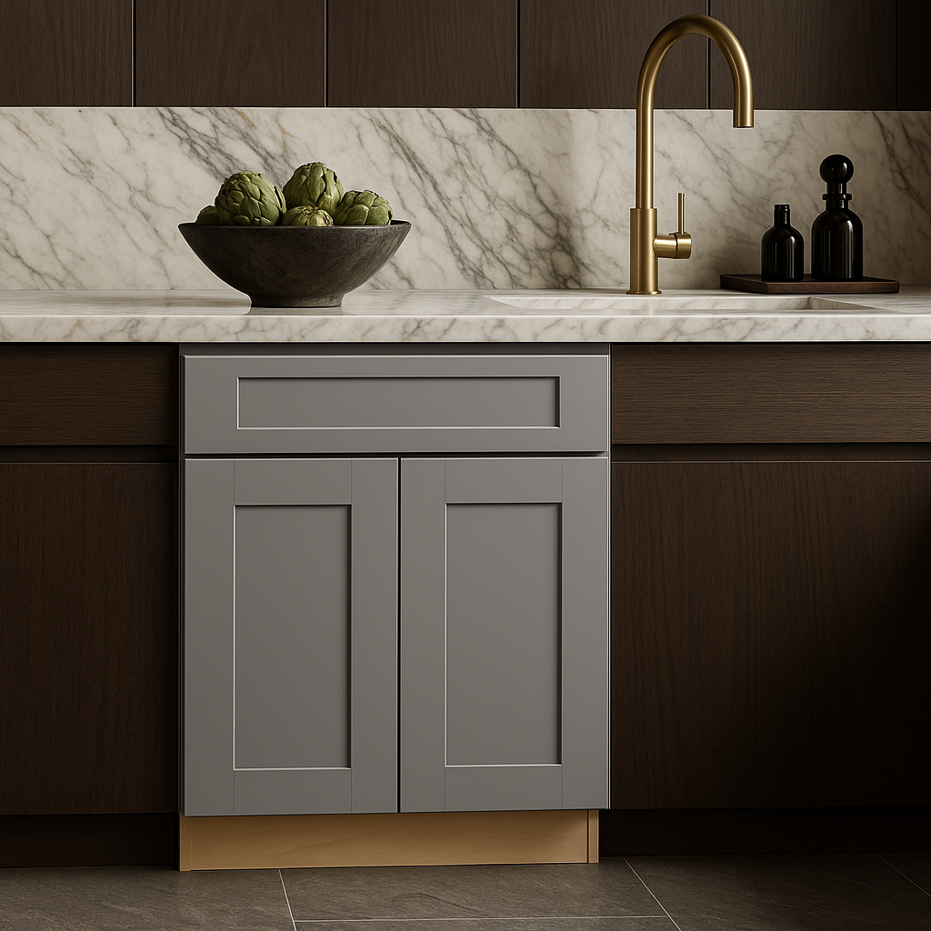 MILL'S PRIDE Richmond Vesuvius Gray Shaker Base Kitchen Cabinet - 24 in W x 24 in D x 34.5 in H