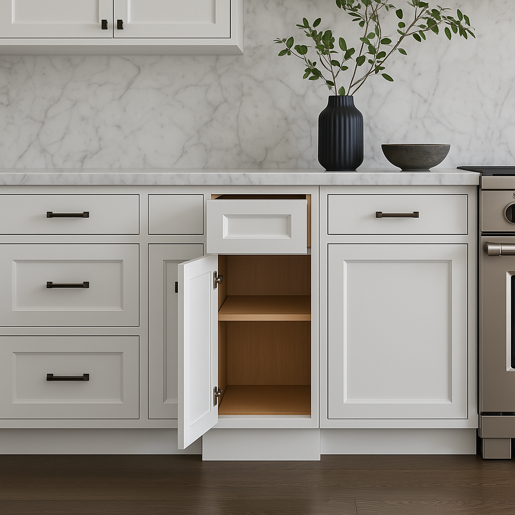 PELHAM & WHITE Keyport Shaker White Plywood Kitchen Cabinet - Tool-Free Assembly