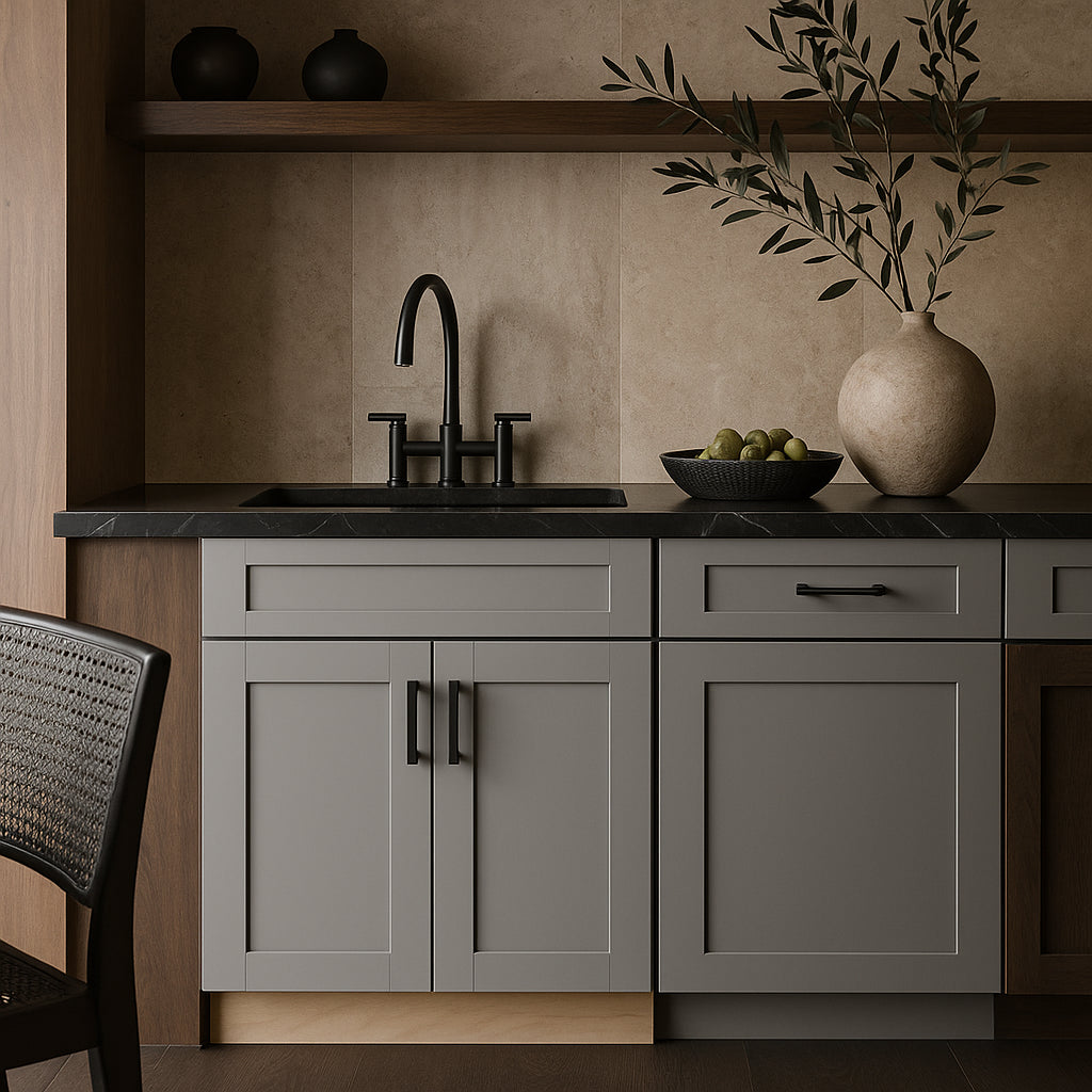 MILL'S PRIDE Richmond Vesuvius Gray Plywood Shaker Sink Base Cabinet - 30 in W x 24 in D x 34.5 in H