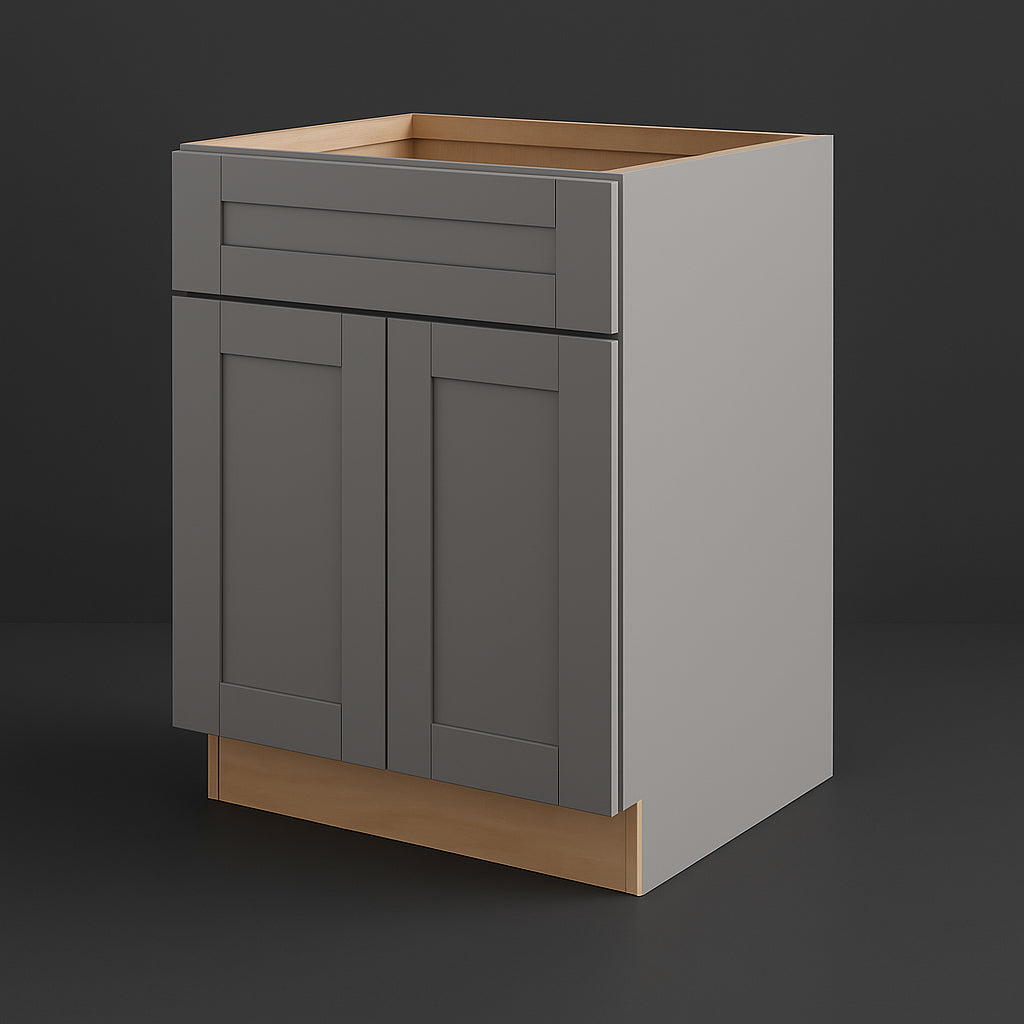MILL'S PRIDE Richmond Vesuvius Gray Plywood Shaker Sink Base Cabinet - 30 in W x 24 in D x 34.5 in H