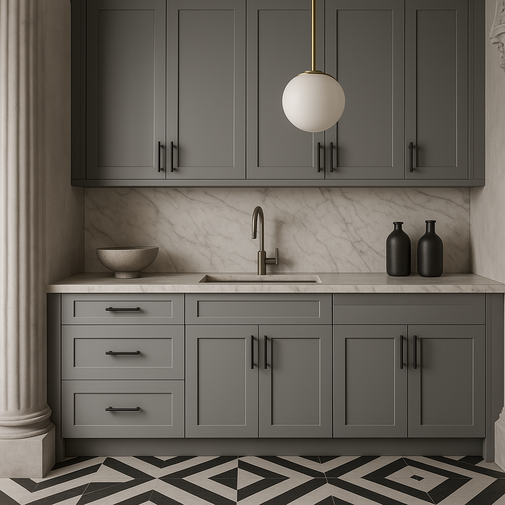 MILL'S PRIDE Richmond Vesuvius Gray Plywood Shaker Sink Base Cabinet - 30 in W x 24 in D x 34.5 in H