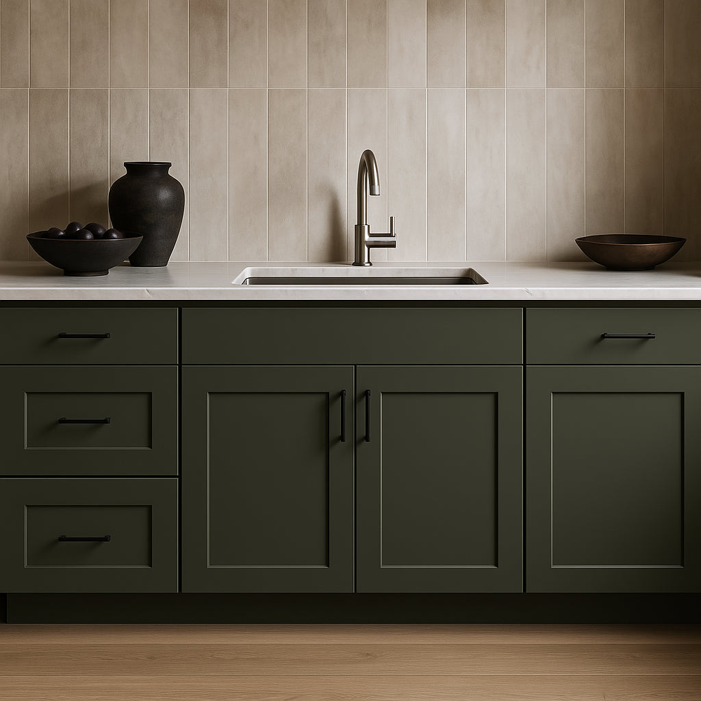 Hampton Bay Avondale Shaker Sink Base Kitchen Cabinet, Fern Green, 33x24x34.5 in.