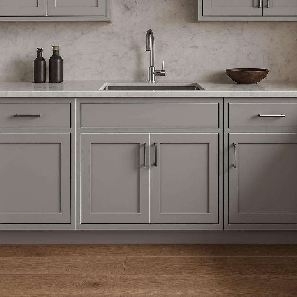 Hampton Bay Avondale Shaker Sink Base Kitchen Cabinet, Dove Gray, 33x24x34.5 inches