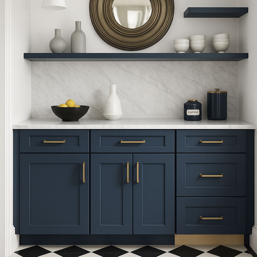 MILL'S PRIDE Valencia Blue Shaker Base Kitchen Cabinet - 24 in W x 24 in D x 34.5 in H