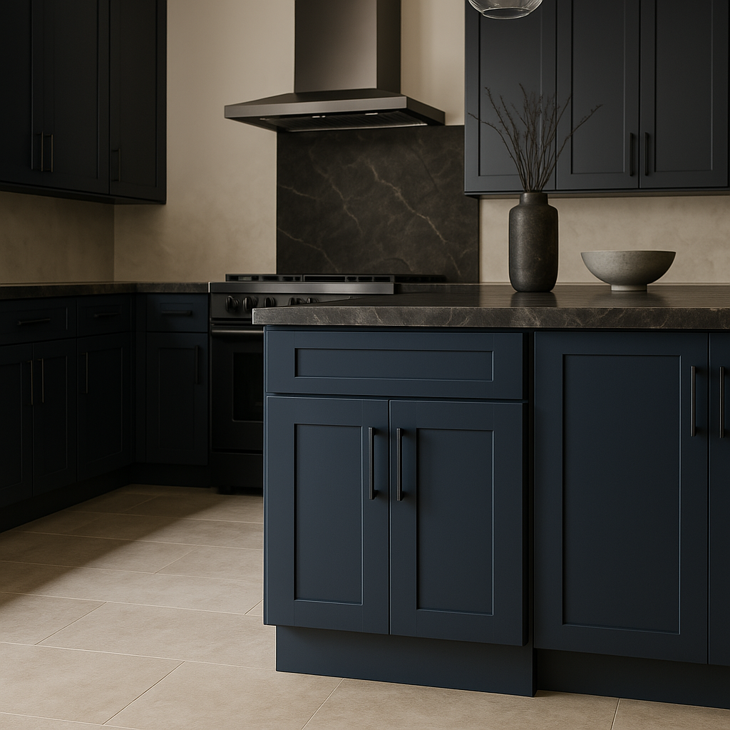 MILL'S PRIDE Valencia Blue Shaker Base Kitchen Cabinet - 24 in W x 24 in D x 34.5 in H