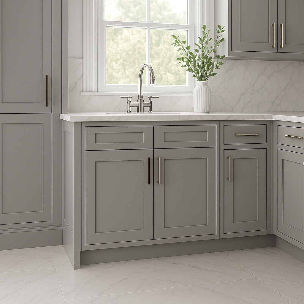 MILL'S PRIDE Richmond Vesuvius Gray Plywood Shaker Sink Base Cabinet - 36 in W x 24 in D x 34.5 in H