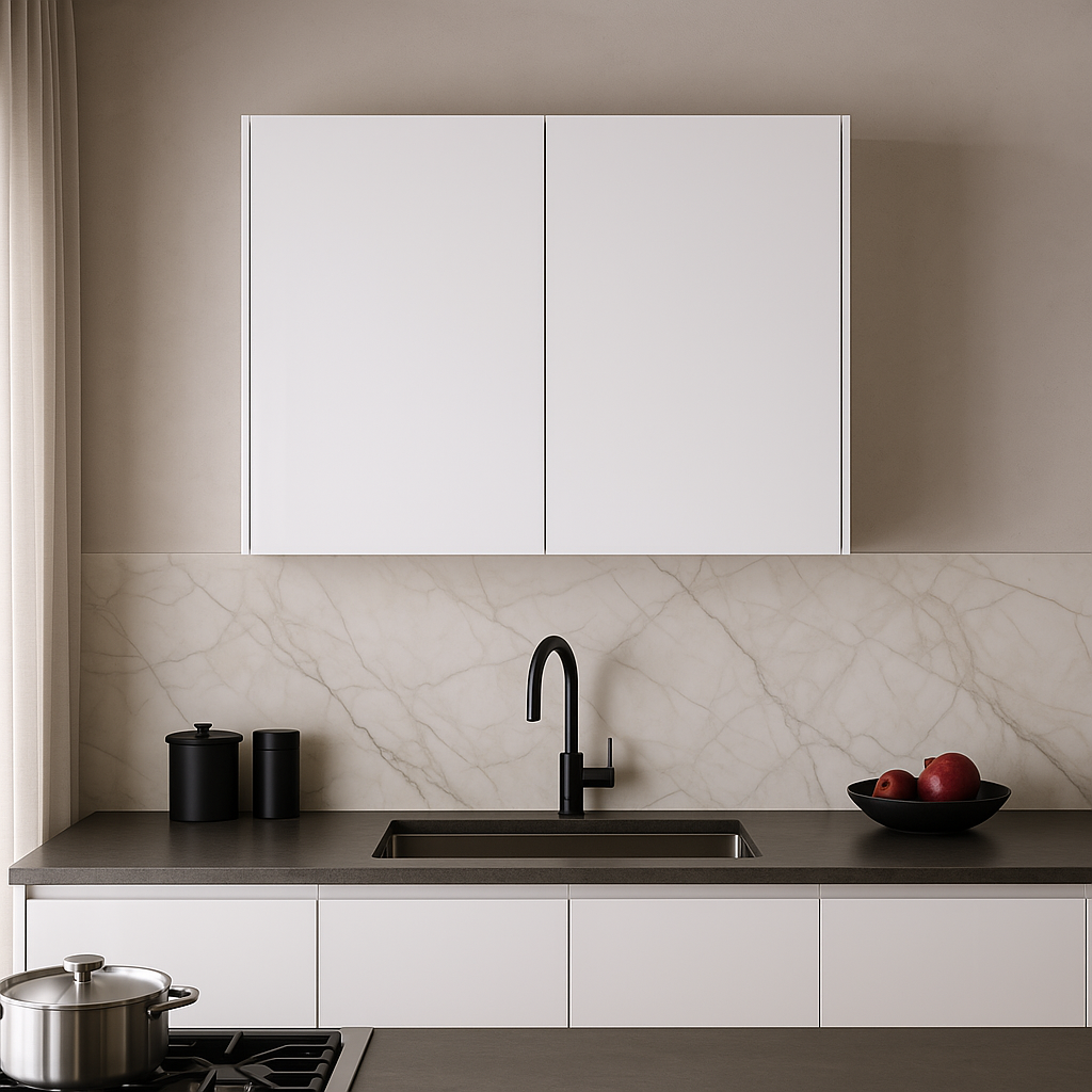 Cambridge Radiance Ready-to-Assemble Slab Wall Kitchen Cabinet in White Gloss
