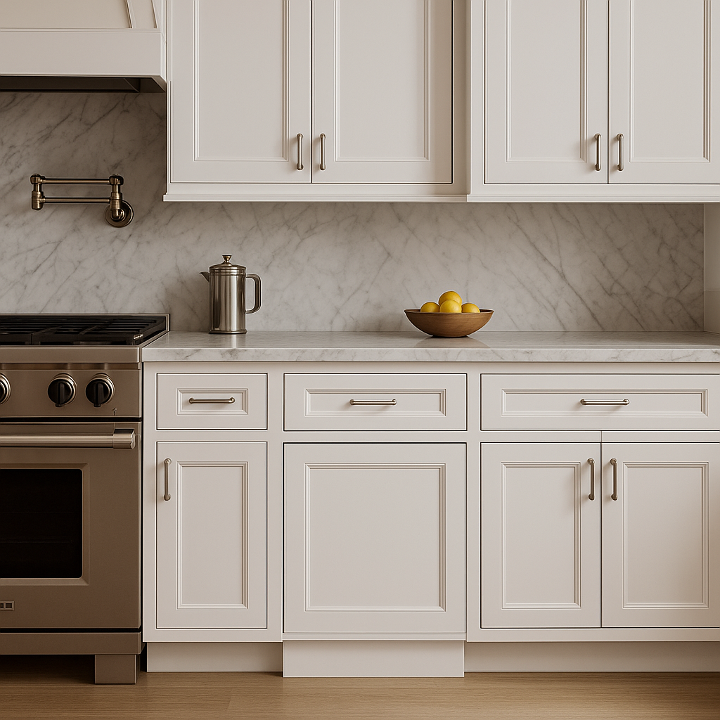 PELHAM & WHITE Keyport Shaker White Plywood Kitchen Cabinet - Tool-Free Assembly