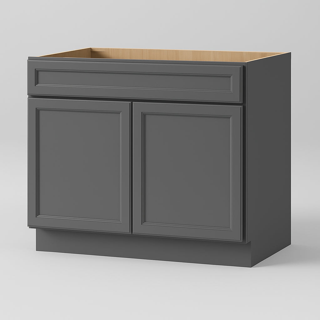 PELHAM & WHITE Keyport Shaker Charcoal Plywood Sink Base Cabinet - Tool-Free Assembly