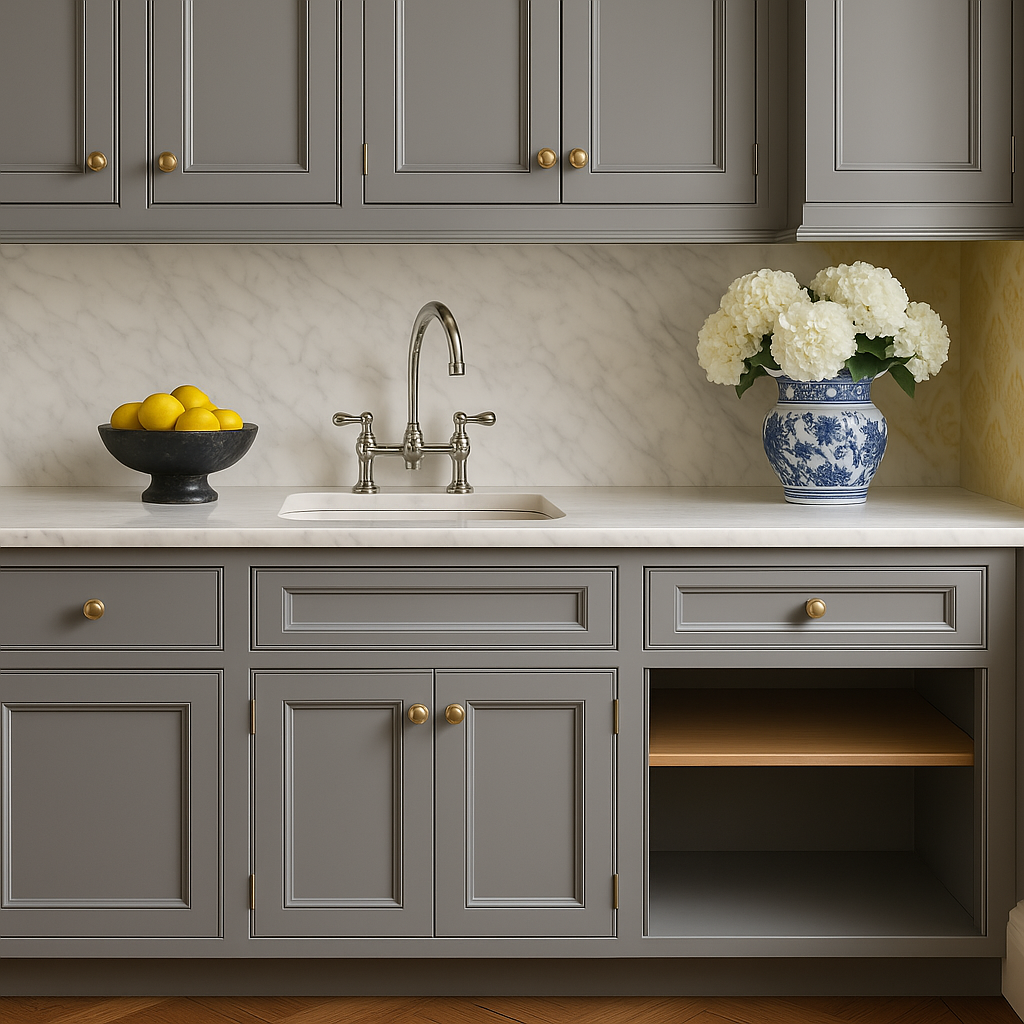 PELHAM & WHITE Keyport Shaker Charcoal Base Kitchen Cabinet - Tool-Free Assembly