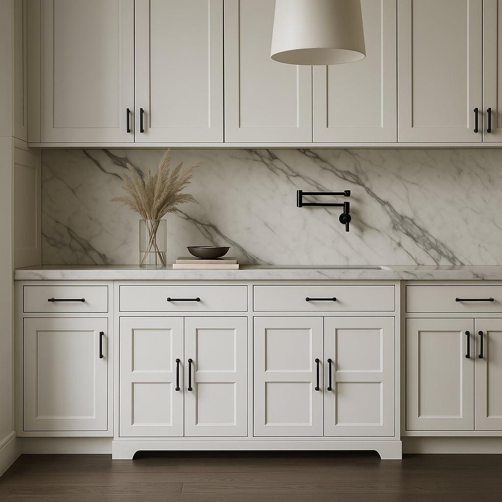 FUNKOL White MDF Kitchen Cabinet with Drawers and Doors