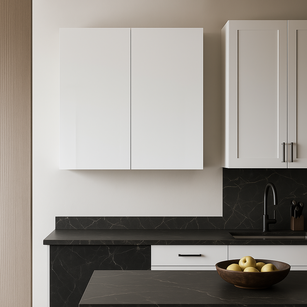 Cambridge Radiance Ready-to-Assemble Slab Wall Kitchen Cabinet in White Gloss, 36 in.