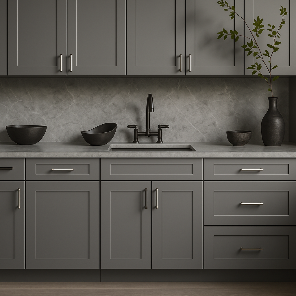 HOMEIBRO Shaker Gray Plywood Base Kitchen Cabinet with Drawer and Door