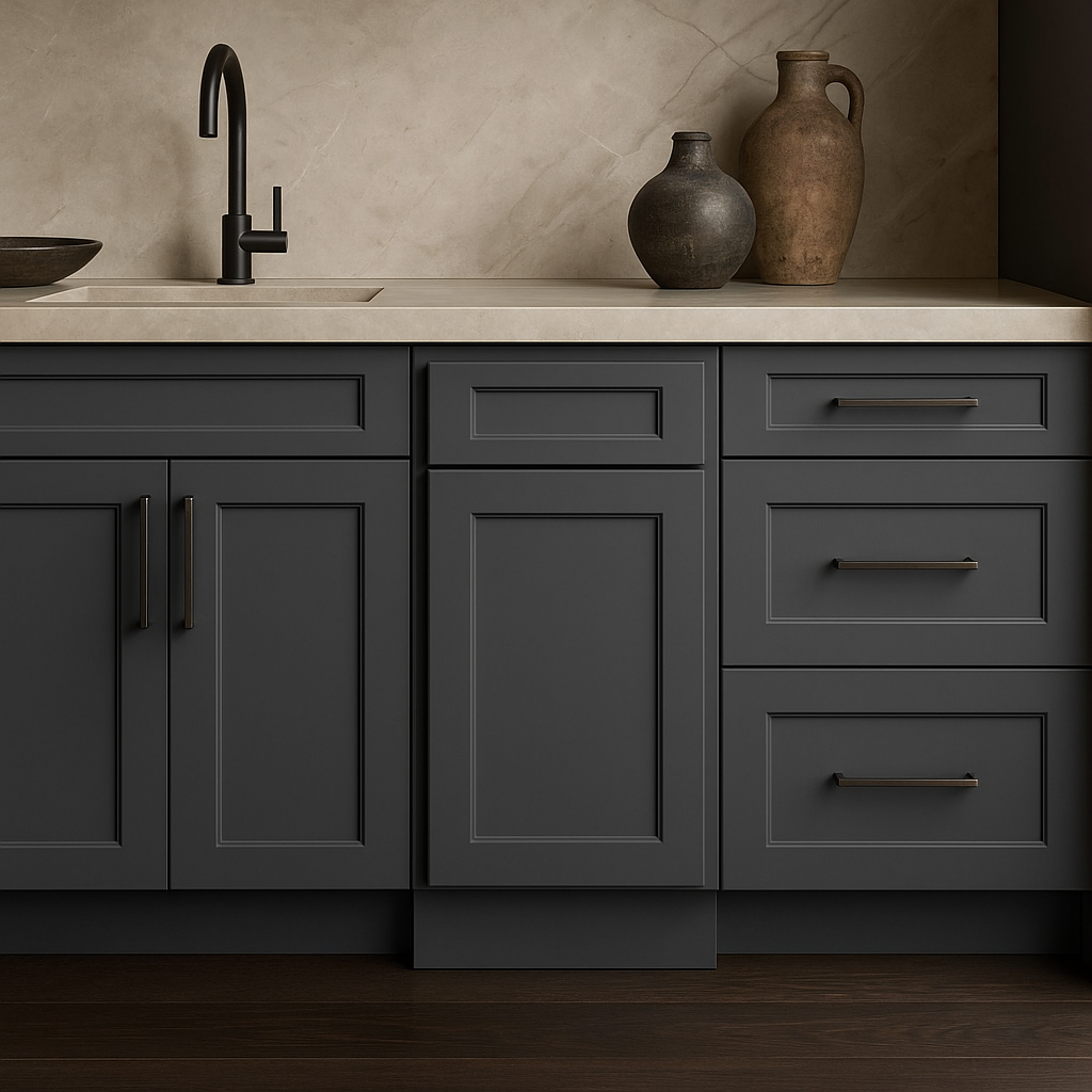 HOMEIBRO Shaker Gray Base Kitchen Cabinet with Drawer and Door