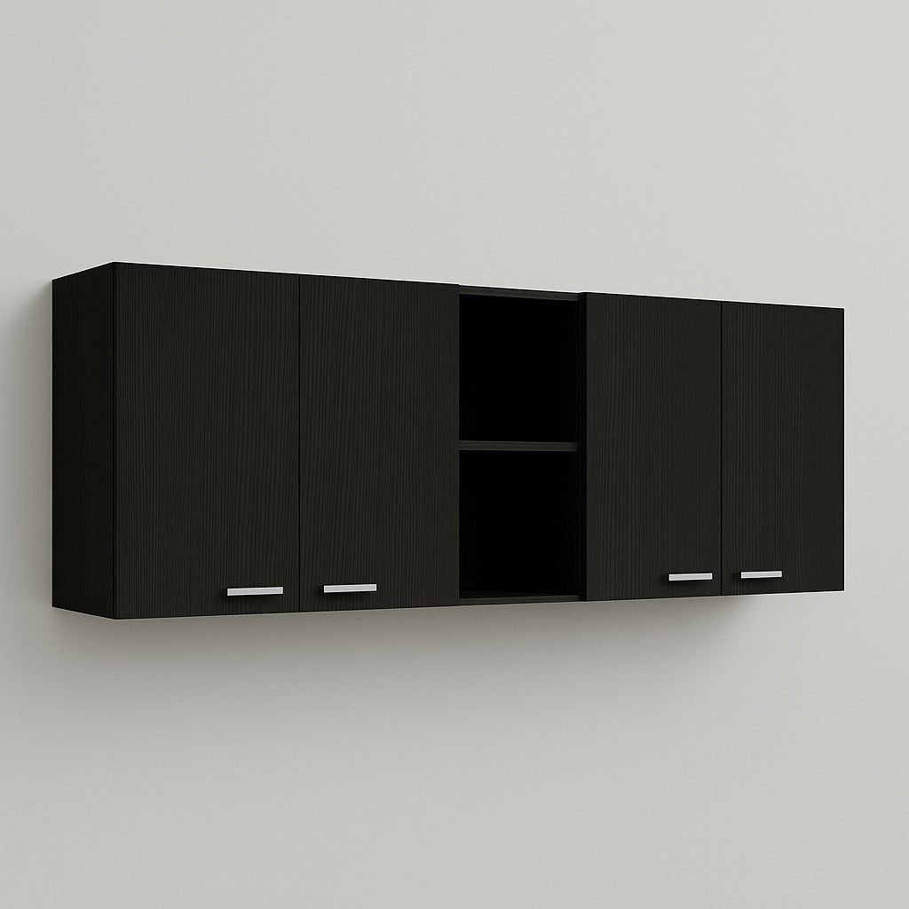 Aoibox Black Wall Mount Kitchen Cabinet with Shelves - 59 in. W x 12.4 in. D x 23.6 in. H
