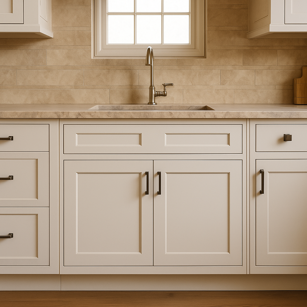 RoomyLife Shaker White Ready-to-Assemble Sink Base Cabinet, 30 in. W x 24 in. D x 34.5 in. H