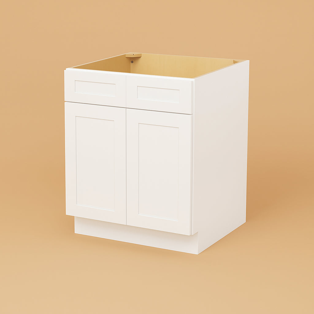 RoomyLife Shaker White Ready-to-Assemble Sink Base Cabinet, 30 in. W x 24 in. D x 34.5 in. H