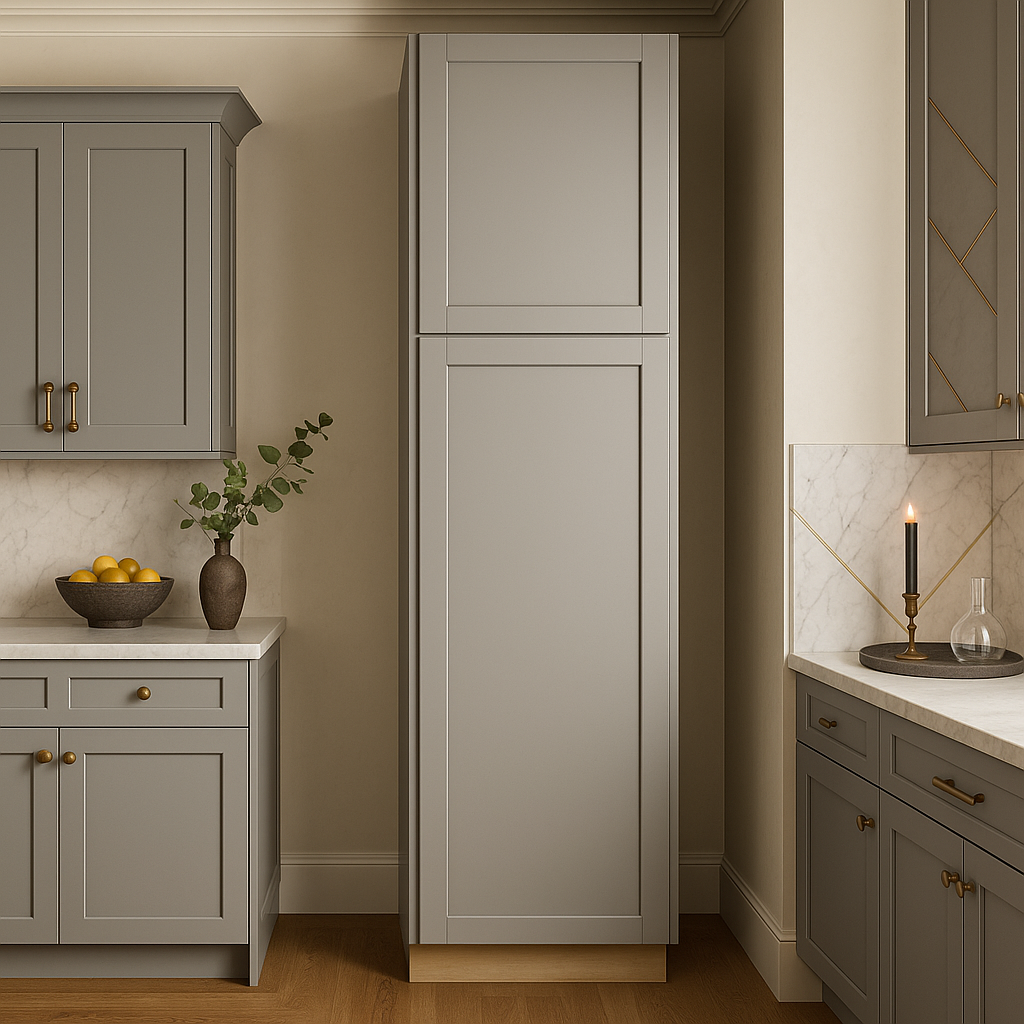 MILL'S PRIDE Richmond Vesuvius Gray Shaker Pantry Cabinet - 18" W x 24" D x 90" H