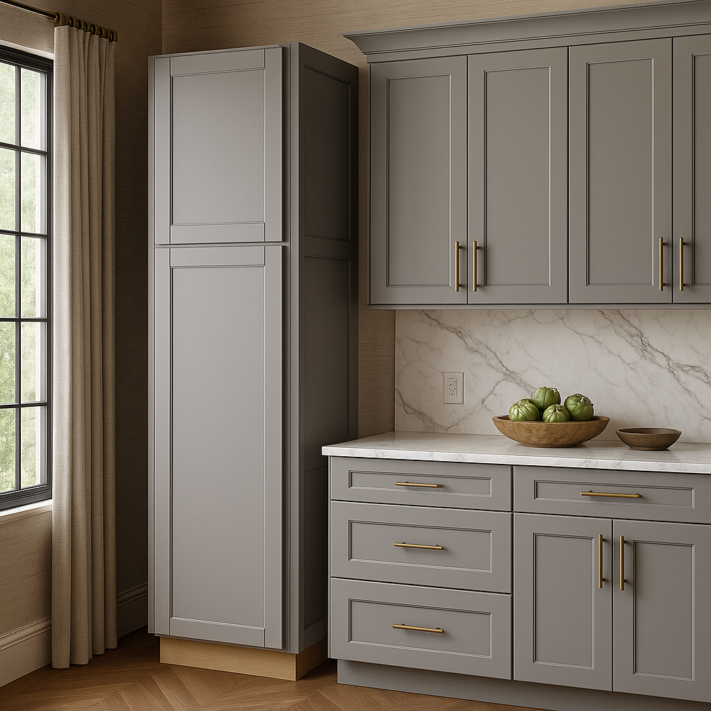 MILL'S PRIDE Richmond Vesuvius Gray Shaker Pantry Cabinet - 18" W x 24" D x 90" H