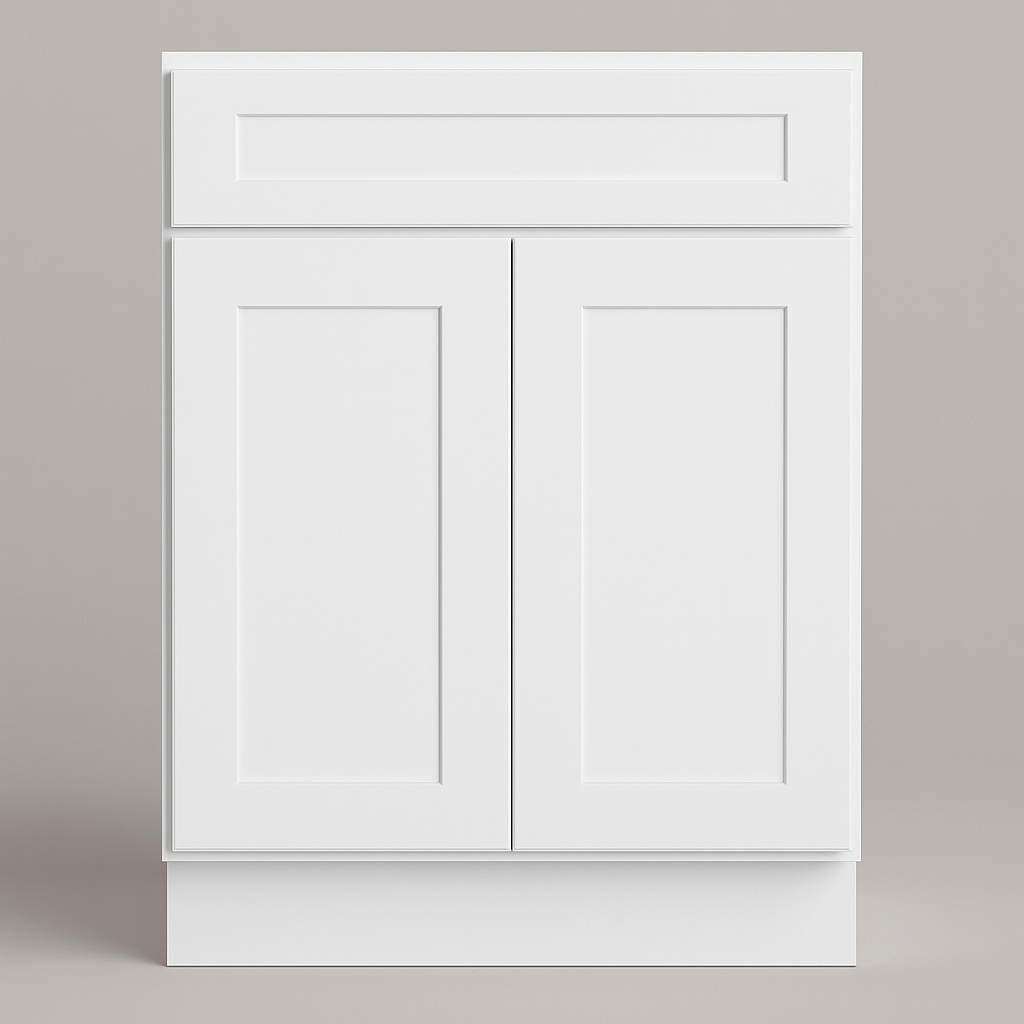 HOMEIBRO Shaker White Plywood Base Kitchen Cabinet with Drawer and Doors