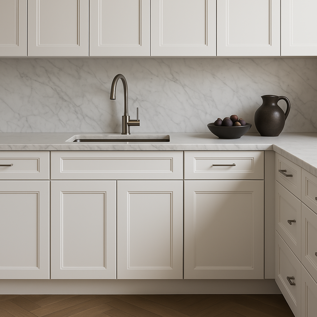 HOMEIBRO Shaker White Plywood Base Kitchen Cabinet with Drawer and Doors