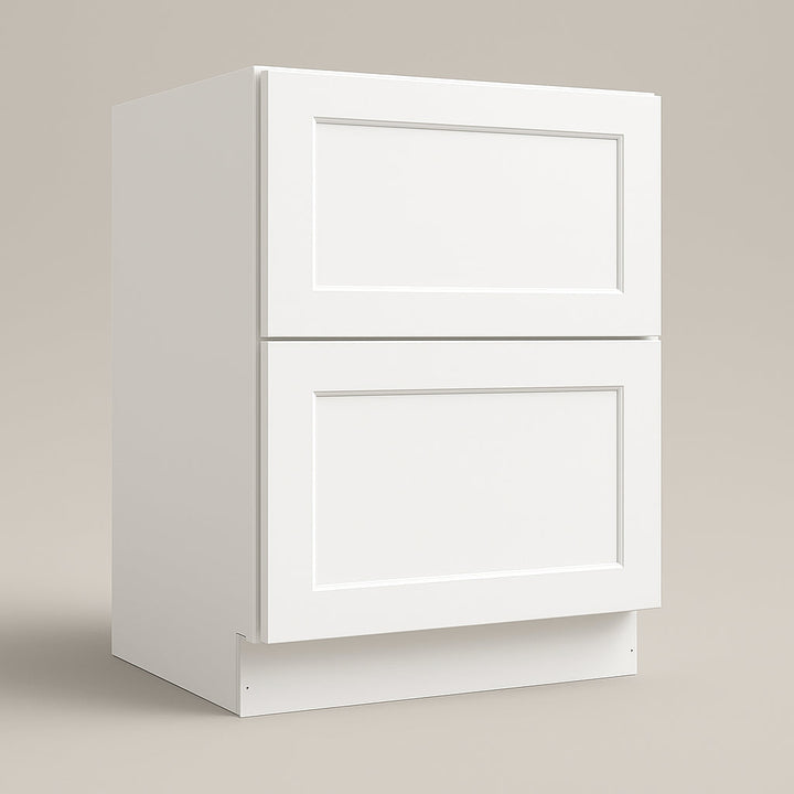 HOMEIBRO Shaker White Plywood Kitchen Cabinet with 2 Drawers - 24 in. W x 24 in. D x 34.5 in. H