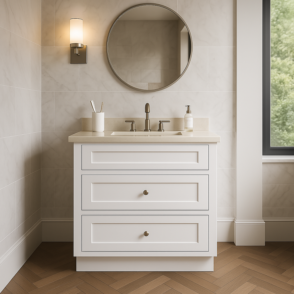 WOWOW 21" White Soft-Close Bathroom Cabinet with Plywood Construction