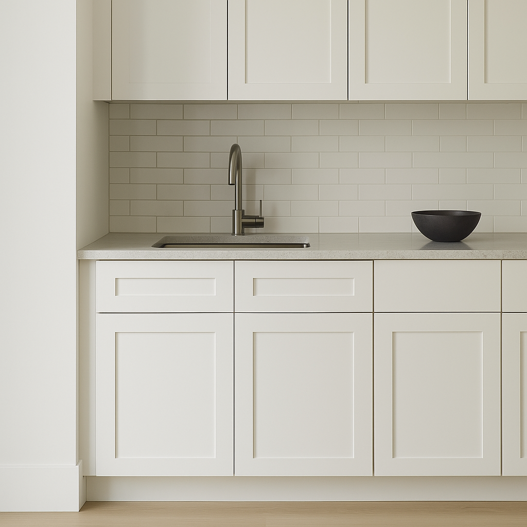 Plywell Shaker Sink Base Cabinet, Ready to Assemble, White, 42x34.5x24 in.