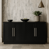 Unbranded Black MDF Kitchen Cabinet with Adjustable Shelves, 60.10 in. W x 15.80 in. D x 32 in. H