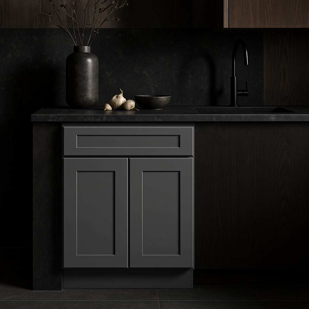 HOMEIBRO Shaker Grey Plywood Kitchen Cabinet with Drawer