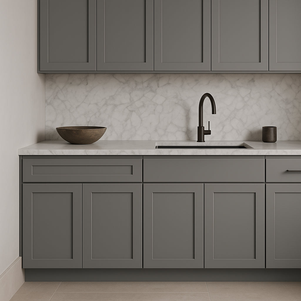 HOMEIBRO Shaker Grey Plywood Kitchen Cabinet with Drawer