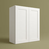 Plywell Shaker Double Door Wall Cabinet, 36x42x12 in, White