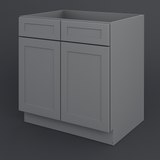 HOMEIBRO Shaker Gray Plywood Base Kitchen Cabinet with 2 Drawers and 2 Doors
