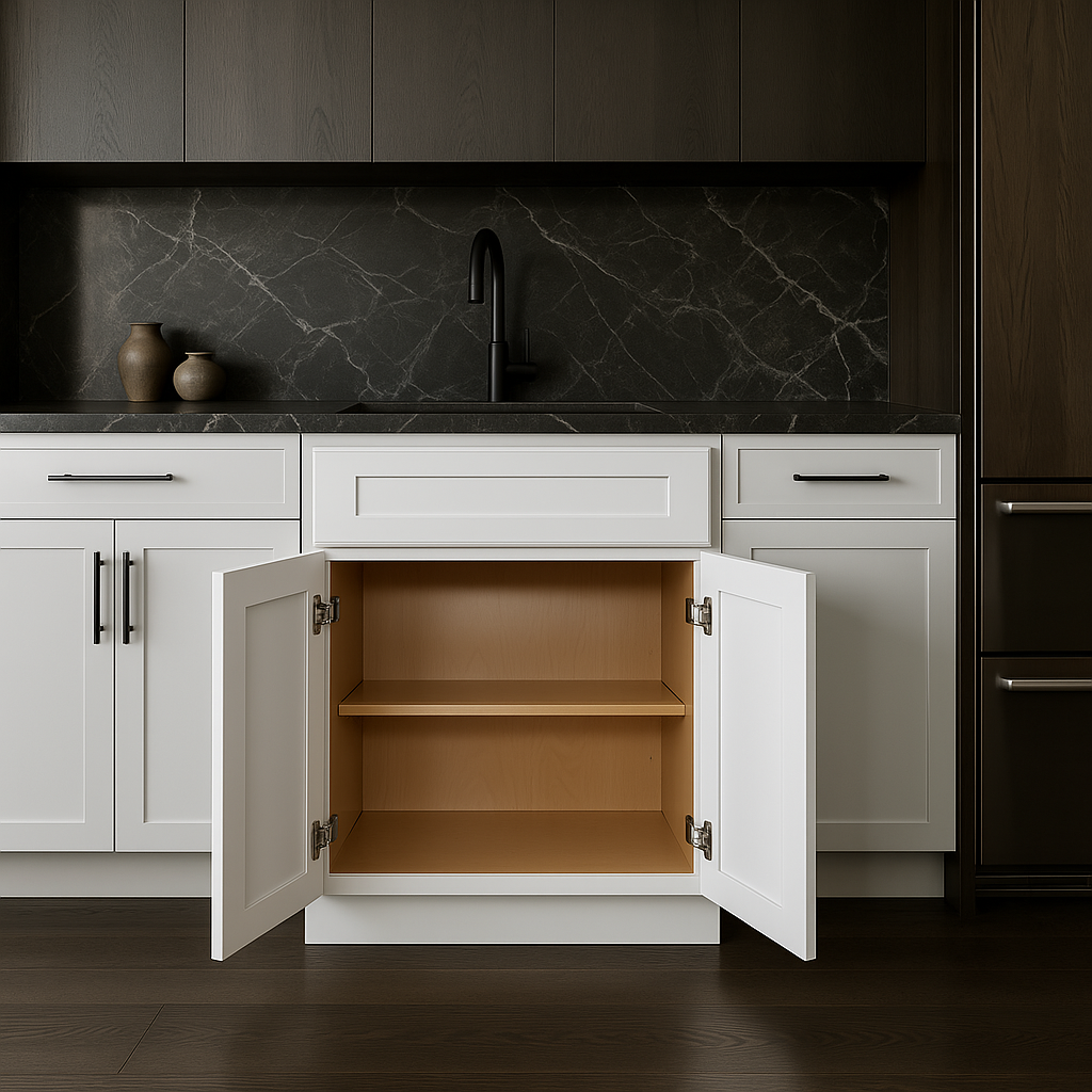 HOMEIBRO Newport Ready to Assemble White Plywood Shaker Base Kitchen Cabinet 24 in. W x 24 in. D x 34.5 in. H
