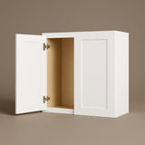 Bremen Cabinetry Shaker High Double Door Wall Cabinet, Ready to Assemble, White