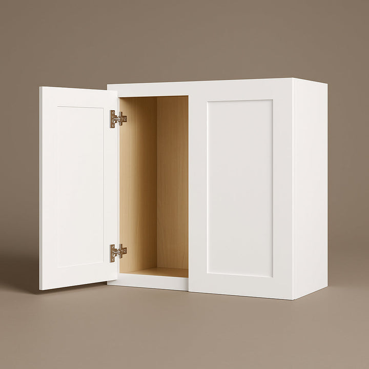 Bremen Cabinetry Shaker High Double Door Wall Cabinet, Ready to Assemble, White