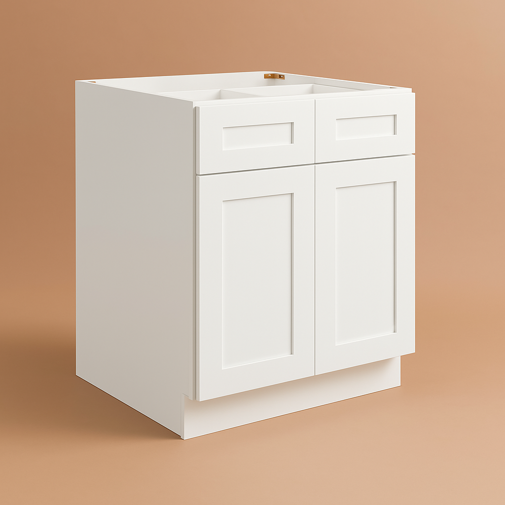Plywell Ready to Assemble Shaker Base Cabinet with 2-Door and 2-Drawer in White